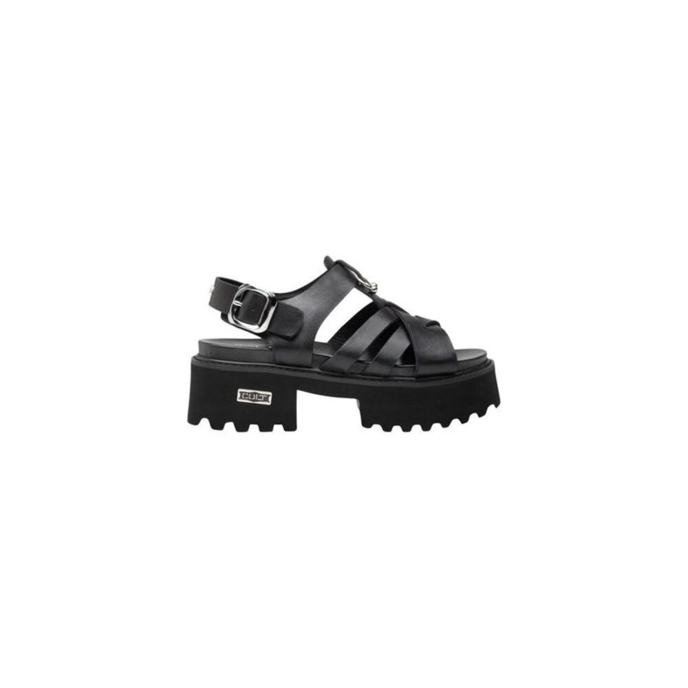 Cult Black Leather Platform Women's Sandals